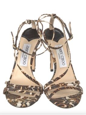 Jimmy Choo Leopard Print Ankle-Strap Heels - Brown/Black/Cream